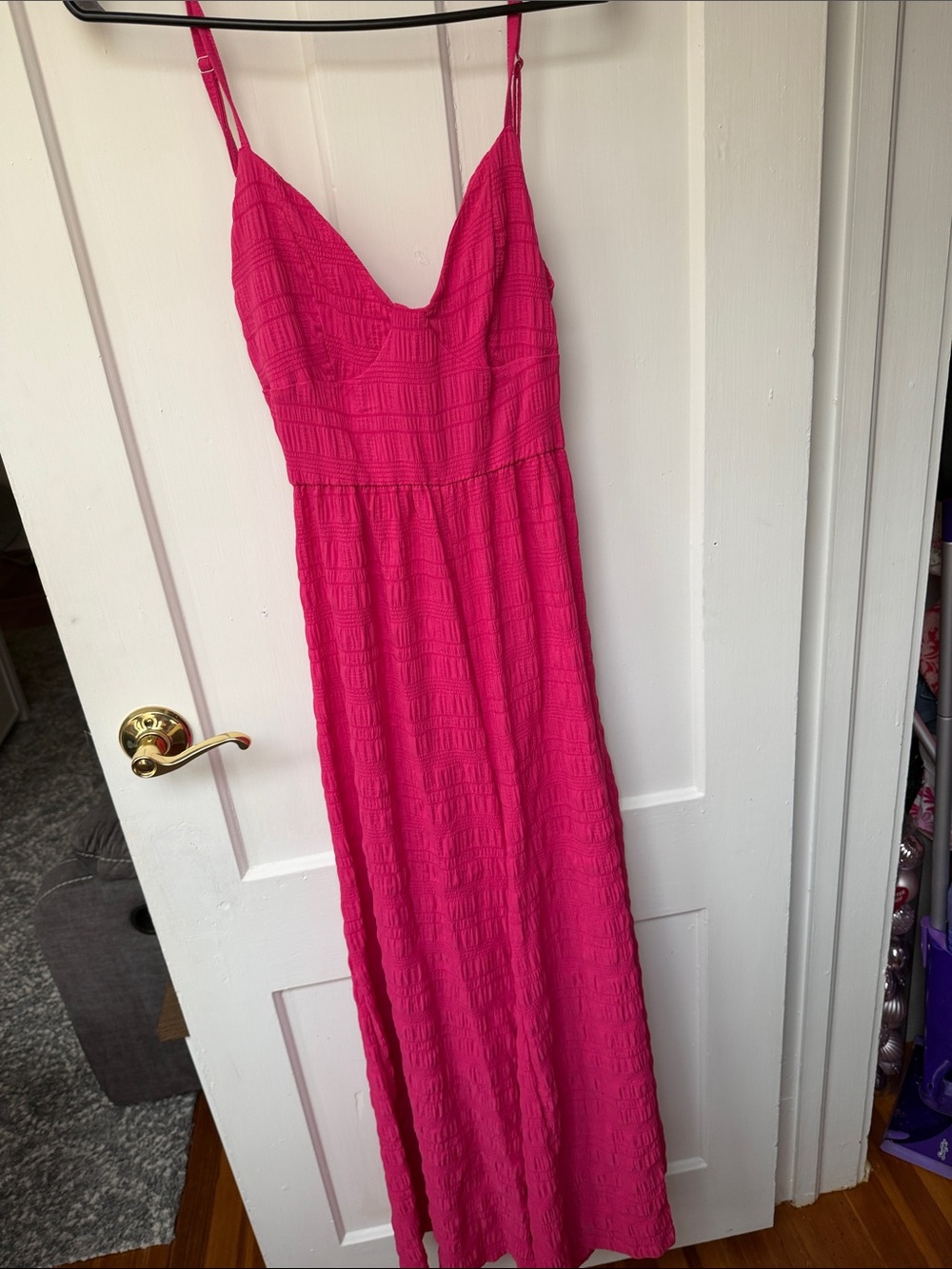 Bright Pink Spaghetti Strap Maxi Dress